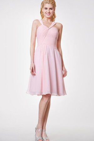 Ärmelloses A-Linie gerüschtes knielanges einfaches Brautjungfernkleid aus Chiffon - Bild 1