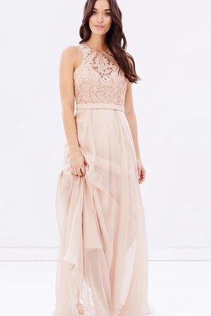 Chiffon Reißverschluss Ärmellos romantisches bodenlanges schlichtes Brautjungfernkleid - Bild 3
