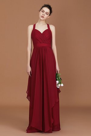 A-Line Gerüschtes Gewinnend Bodenlanges Brautjungfernkleid aus Chiffon - Bild 3