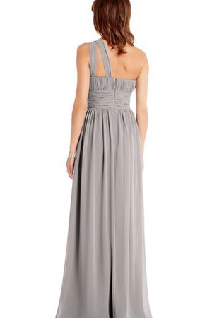 Robe demoiselle d'honneur plissé avec sans manches avec chiffon ruché d'épaule asymétrique - Photo 2