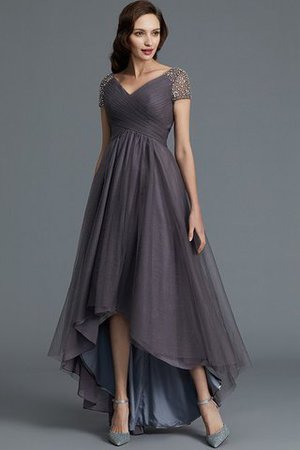 Robe mère de mariée de princesse avec manche courte en tulle ligne a asymétrique - Photo 5