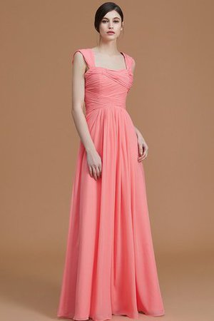 Robe demoiselle d'honneur naturel avec sans manches en chiffon a-ligne ruché - Photo 2