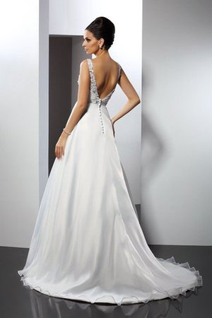 Satin Ärmelloses Normale Taille Brautkleid mit Kapelle Schleppe mit Rüschen - Bild 2