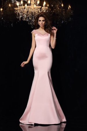 Robe de soirée naturel longue en satin de traîne moyenne avec perle - Photo 1