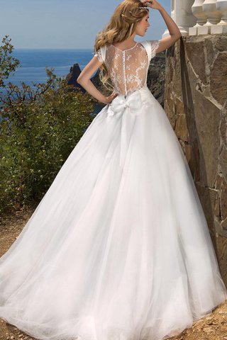 Robe de mariée naturel avec décoration dentelle avec nœud de traîne moyenne en tulle - Photo 2