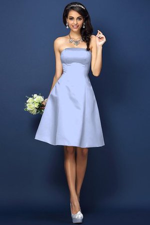 Robe demoiselle d'honneur naturel bref en satin a-ligne manche nulle - Photo 17