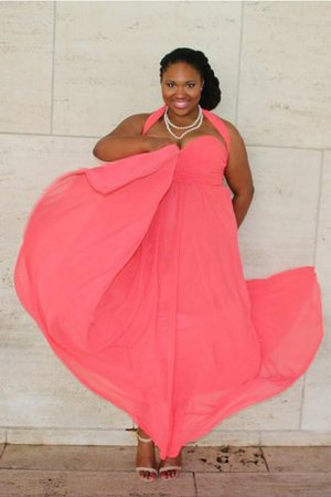 Chiffon Gerüschtes Herz-Ausschnitt A Linie Bodenlanges Ballkleid - Bild 2