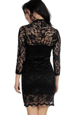 Gekerbter Ausschnitt 3 /4 länge Ärmeln normale Taille Spitze mini Cocktailkleid mit Bordüre - Bild 3