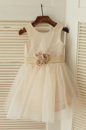 Normale Taille Anständiges Bodenlanges Blumenmädchenkleid mit Schleife mit Reißverschluss - Bild 1