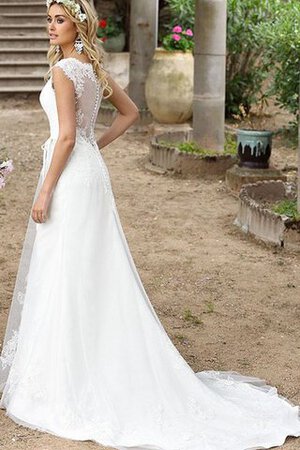 Ewiges Gericht Schleppe stilvolles Brautkleid mit gekappten Ärmeln mit Gürtel - Bild 2