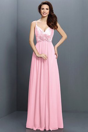 A Linie Empire Taille Spaghetti Träger Sittsames Brautjungfernkleid mit Blume - Bild 22
