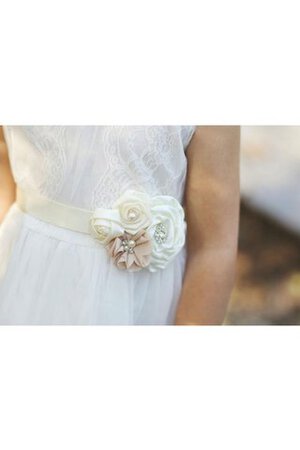 Abito da Cerimonia Bambini Lupetto con Piega con Fiore in Pizzo con Fiocco Naturale - Foto 3