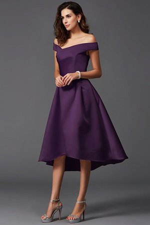 A Linie Schulterfrei Hoch Niedrig Rocklänge-asymmetrisches Mini Brautjungfernkleid - Bild 13