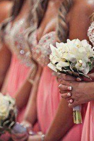 Abito da Damigella in Chiffon Semplice mini con Cristino Senza Maniche Cuore - Foto 2