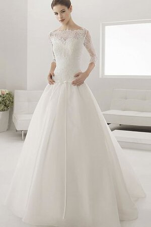 Ärmellos Tüll Boot-Ausschnitt Duchesse-Linie Sweep Zug romantisches Brautkleid - Bild 1