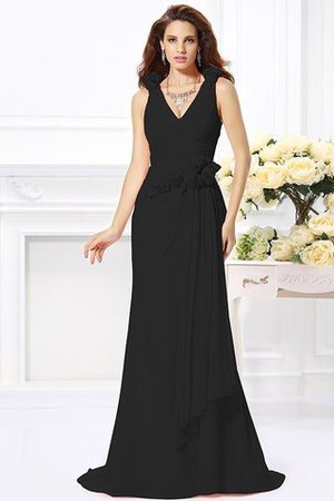 Robe demoiselle d'honneur naturel longue avec fleurs manche nulle de col en v - Photo 2