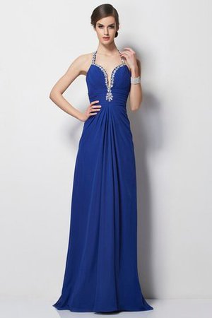 Abito da Sera in Chiffon Cerniera A-Line Senza Maniche con Perline - Foto 1