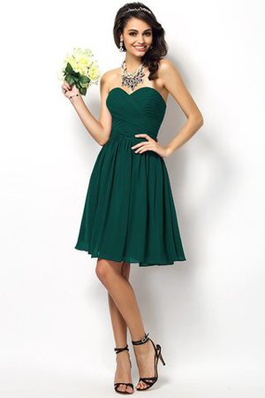 Plissiertes A Linie Reißverschluss Ärmelloses Mini Brautjungfernkleid - Bild 9