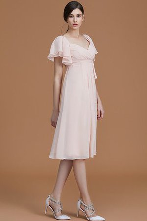 Vestido de Dama de Honor de Natural de Hasta la Rodilla de Manga corta de Cremallera - Foto 6