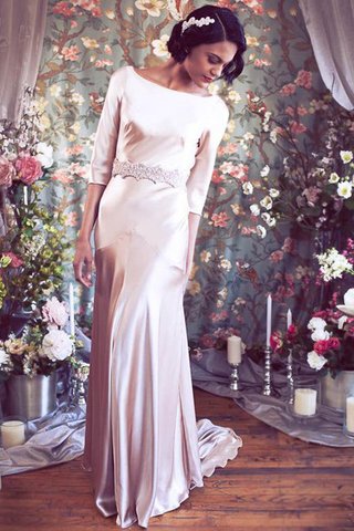 Robe de mariée facile ruché de traîne courte longueru au niveau de sol ceinture en étoffe - Photo 2
