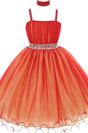 Reißverschluss Empire Taille A-Line wadenlanges Blumenmädchenkleid mit Spaghettiträger - Bild 1