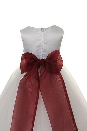 Tüll A-Linie Satin plissiertes knöchellanges Blumenmädchenkleid mit Blume - Bild 3