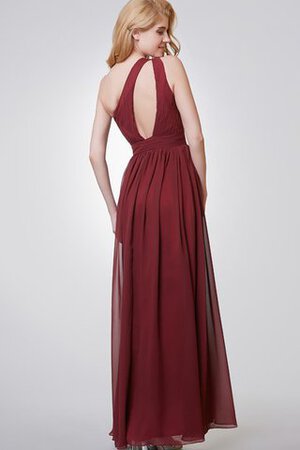 Chiffon plissiertes langes luxus bodenlanges Brautjungfernkleid ohne Ärmeln - Bild 5