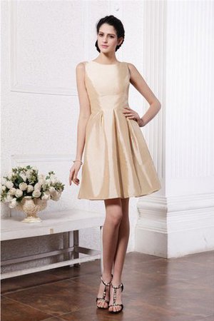 A-Line Normale Taille Schaufel-Ausschnitt Mini Brautjungfernkleid aus Taft - Bild 1