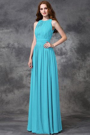 Natürliche Taile Ärmelloses A-Line Anständiges Brautjungfernkleid aus Chiffon - Bild 2