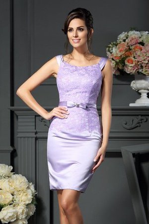 Ärmelloses Schaufel-Ausschnitt Satin Mini Schmetterlingsknoten Brautmutterkleid - Bild 3