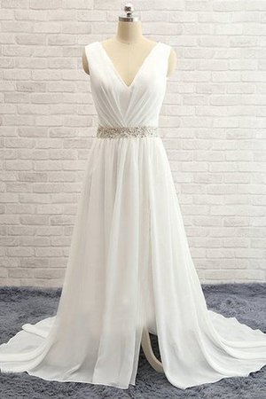 Robe de mariée avec perle de princesse avec chiffon a-ligne a plage - Photo 3