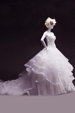 Satin Tüll Organza Paillette bodenlanges Brautkleid mit Jacke - Bild 1