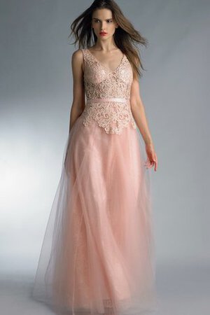 Schlüsselloch Rücken Tüll Herz-Ausschnitt A Linie Perlenbesetztes Ballkleid mit Jacke - Bild 1