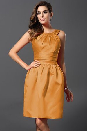 Satin Bateau Knielanges Brautjungfernkleid mit Natürlicher Taille mit Reißverschluss - Bild 21