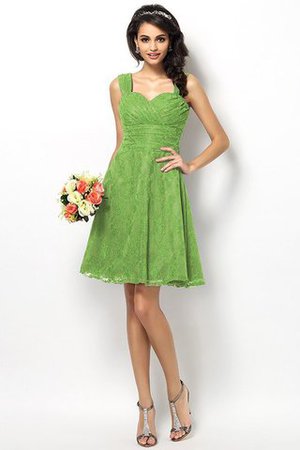 Satin Prinzessin Ärmelloses Breiter Träger Brautjungfernkleid mit Bordüre - Bild 14