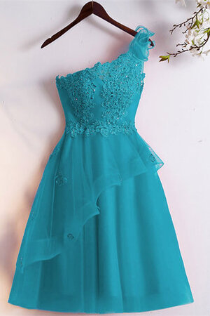 Ein Schulter Exquisit Natürliche Taile Schickes Cocktailkleid mit Blume - Bild 1
