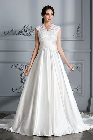 Robe de mariée luxueux en satin de traîne moyenne de mode de bal avec sans manches - Photo 6