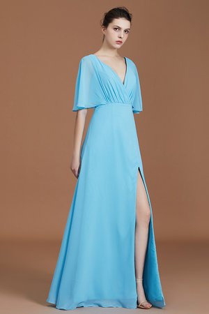Normale Taille Modisch A-Line Halbe Ärmeln Bodenlanges Brautjungfernkleid - Bild 8