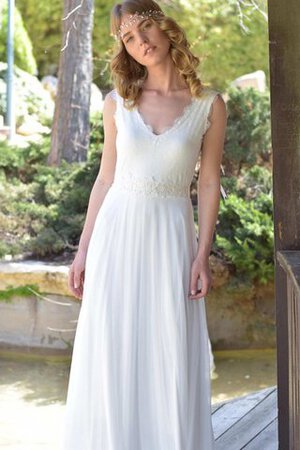 Robe de mariée facile avec ruban avec sans manches en chiffon de traîne courte - Photo 5