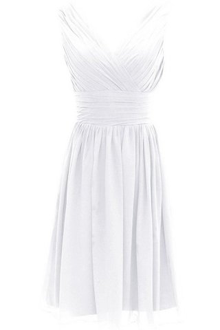 Plissiertes gerüschtes a linie Chiffon kurzes Brautjungfernkleid - Bild 2