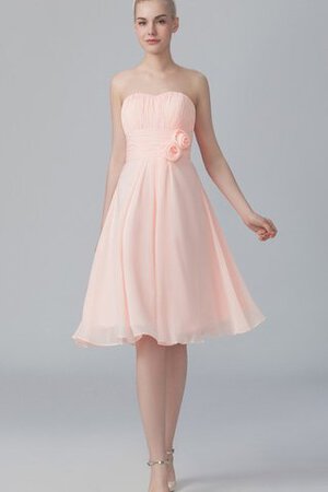 Abito da Damigella con Piega con Fiore Cuore in Chiffon A-Line Corto - Foto 1