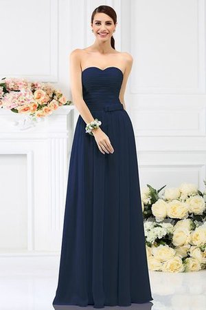 Robe demoiselle d'honneur plissage longue jusqu'au sol avec fleurs manche nulle - Photo 10