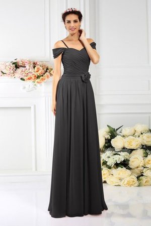 Chiffon Drapiertes Anständiges Bodenlanges Brautjungfernkleid mit Empire Taille - Bild 2