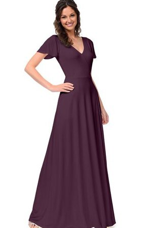 Abito da Damigella A-Line con Manica Corte in Chiffon V-Scollo - Foto 3