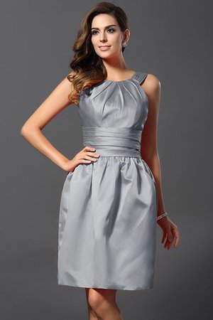 Satin Bateau Knielanges Brautjungfernkleid mit Natürlicher Taille mit Reißverschluss - Bild 27