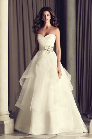 Abito da Sposa convenzionale in Organza Cerniera con Fiore a Sala con Festone - Foto 1