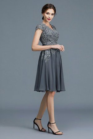 Robe mère de mariée intemporel de col en v en chiffon ligne a avec sans manches - Photo 5