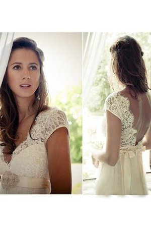 Abito da Sposa A-Line con Perline Elegante Spazzola Treno Naturale - Foto 3