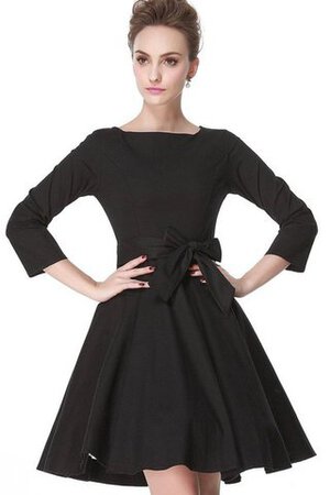 Vestido de Dama de Honor de Corte-A de Natural de Barco de Hasta la Rodilla - Foto 3