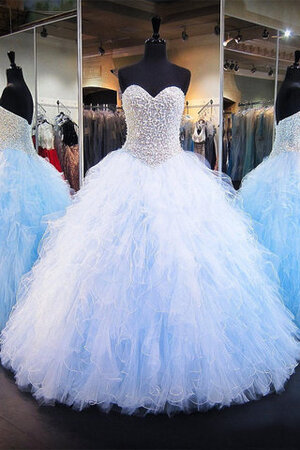 Ausgezeichnet Formelles Sittsames Quinceanera Kleid aus Satin mit Perlen - Bild 1